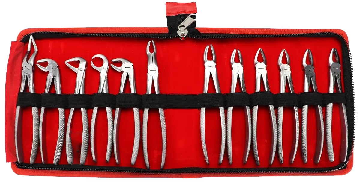 LISAMED Dental Extraction Forceps Kit Set Of 12 Stainless Steel